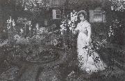 Atkinson Grimshaw The Rector-s Garden Queen of the Lilies oil on canvas